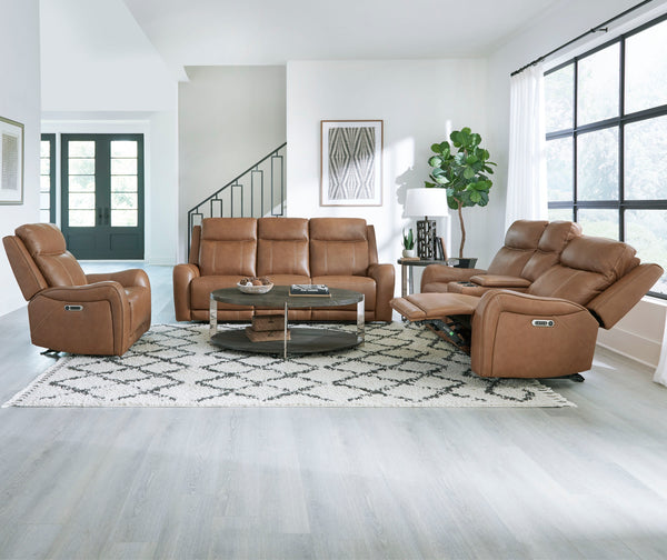 HAYWOOD - BUTTERNUT Power Console Loveseat with Power Headrests