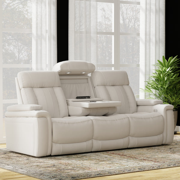 ROYCE - FANTOM IVORY Power Drop Down Console Sofa - Parker House