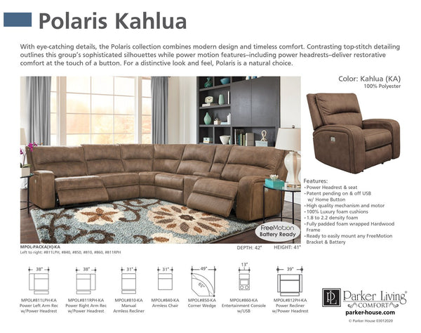 POLARIS - KAHLUA 6pc Modular Power Reclining Sectional with Power