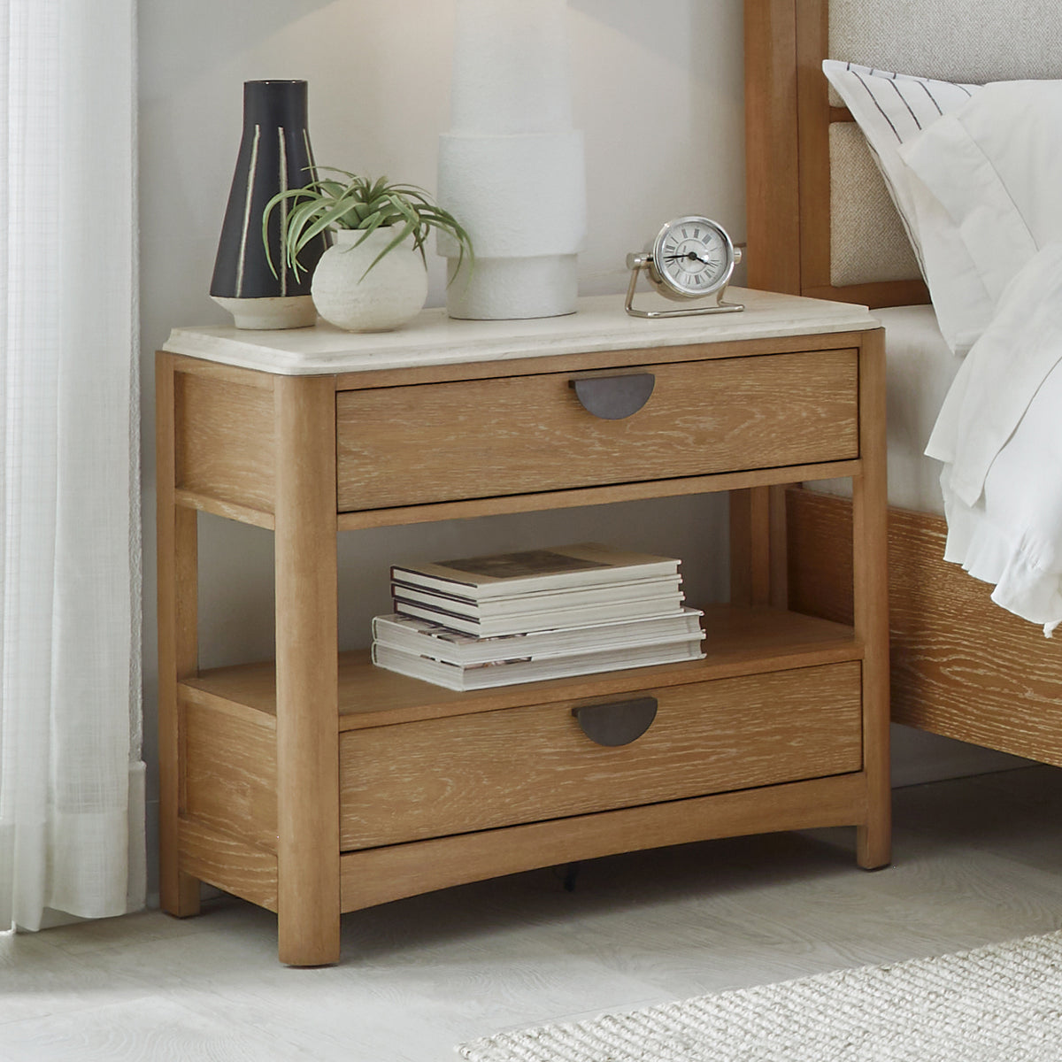 ESCAPE Two-Drawer Nightstand with Stone Top - Parker House Furniture