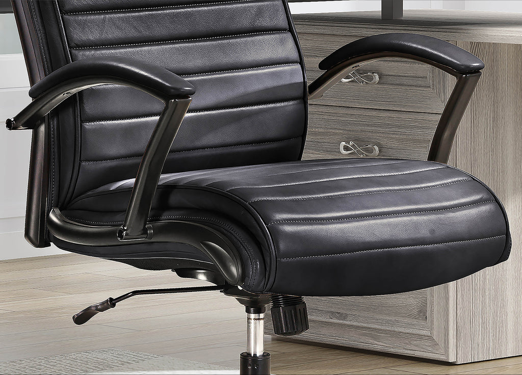 DC#370-SMBK - SMOOTH BLACK Leather Desk Chair - Parker House Furniture