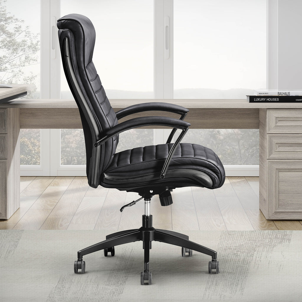 DC#370-SMBK - SMOOTH BLACK Leather Desk Chair - Parker House Furniture
