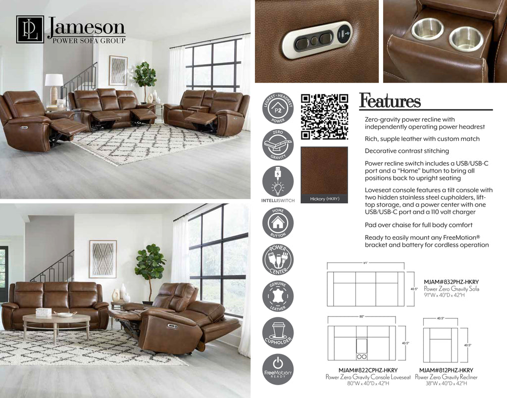 ソファー Miles Brown Leather Zero Gravity Power Reclining Sofa With Power