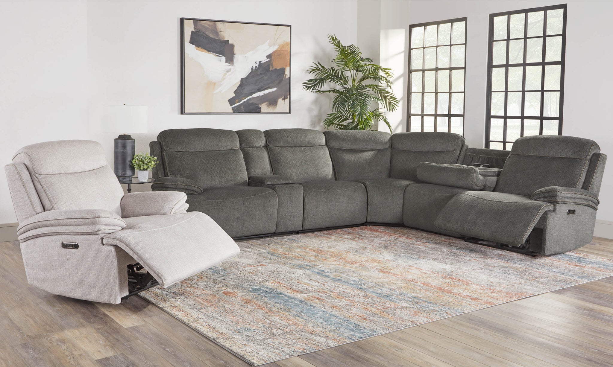 ALPINE - AIRY MIDNIGHT 6pc Zero Gravity Modular Power Reclining Sectional