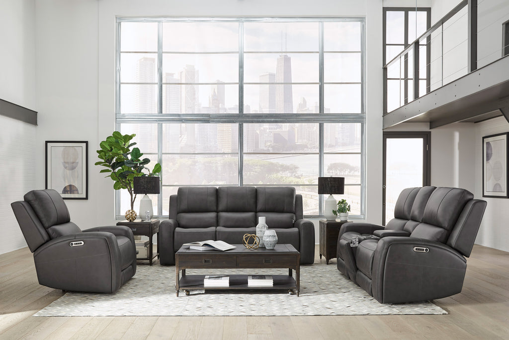 BELMONT - AUTUMN FOG Power Zero Gravity Tilt Console Loveseat