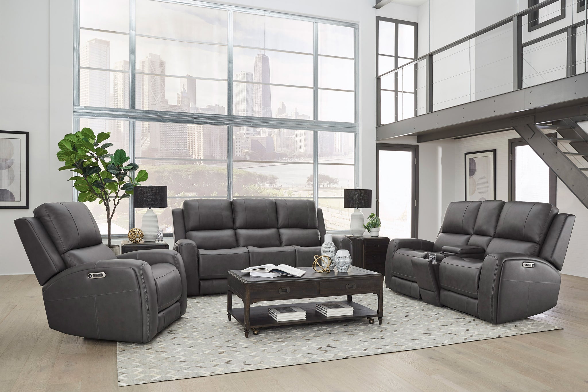 BELMONT - AUTUMN FOG Zero-Gravity Power Reclining Sofa Group