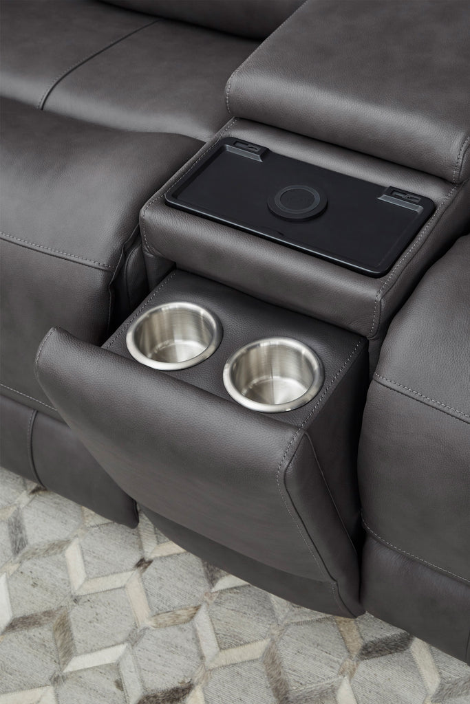 BELMONT - AUTUMN FOG Power Zero Gravity Tilt Console Loveseat