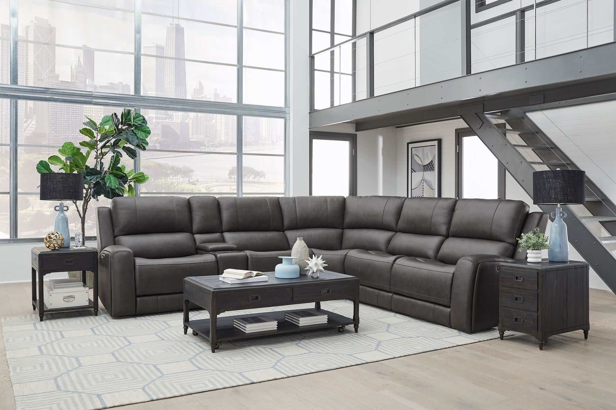 BELMONT - AUTUMN FOG 6pc Zero-Gravity Modular Power Reclining Sectional