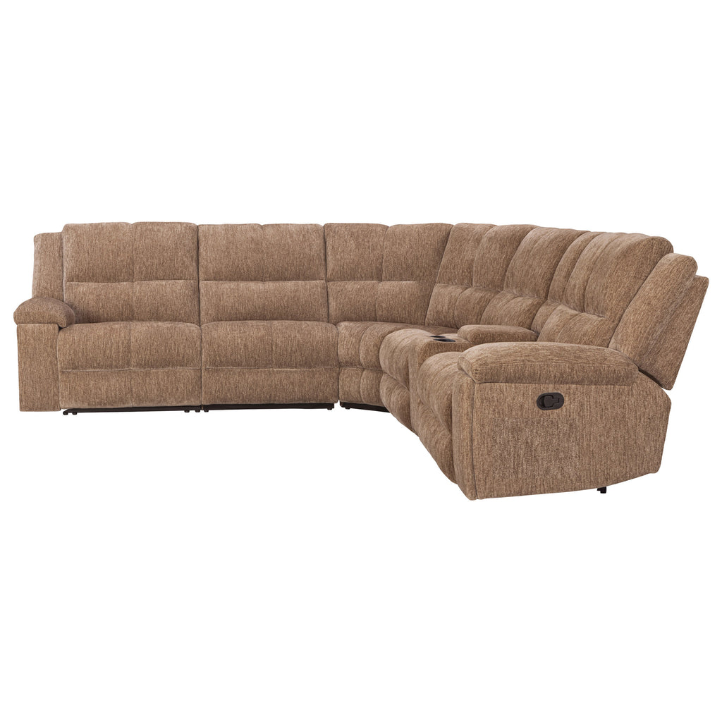 BRONCO - PLUSH TOBACCO 6pc Manual Reclining Sectional - Parker