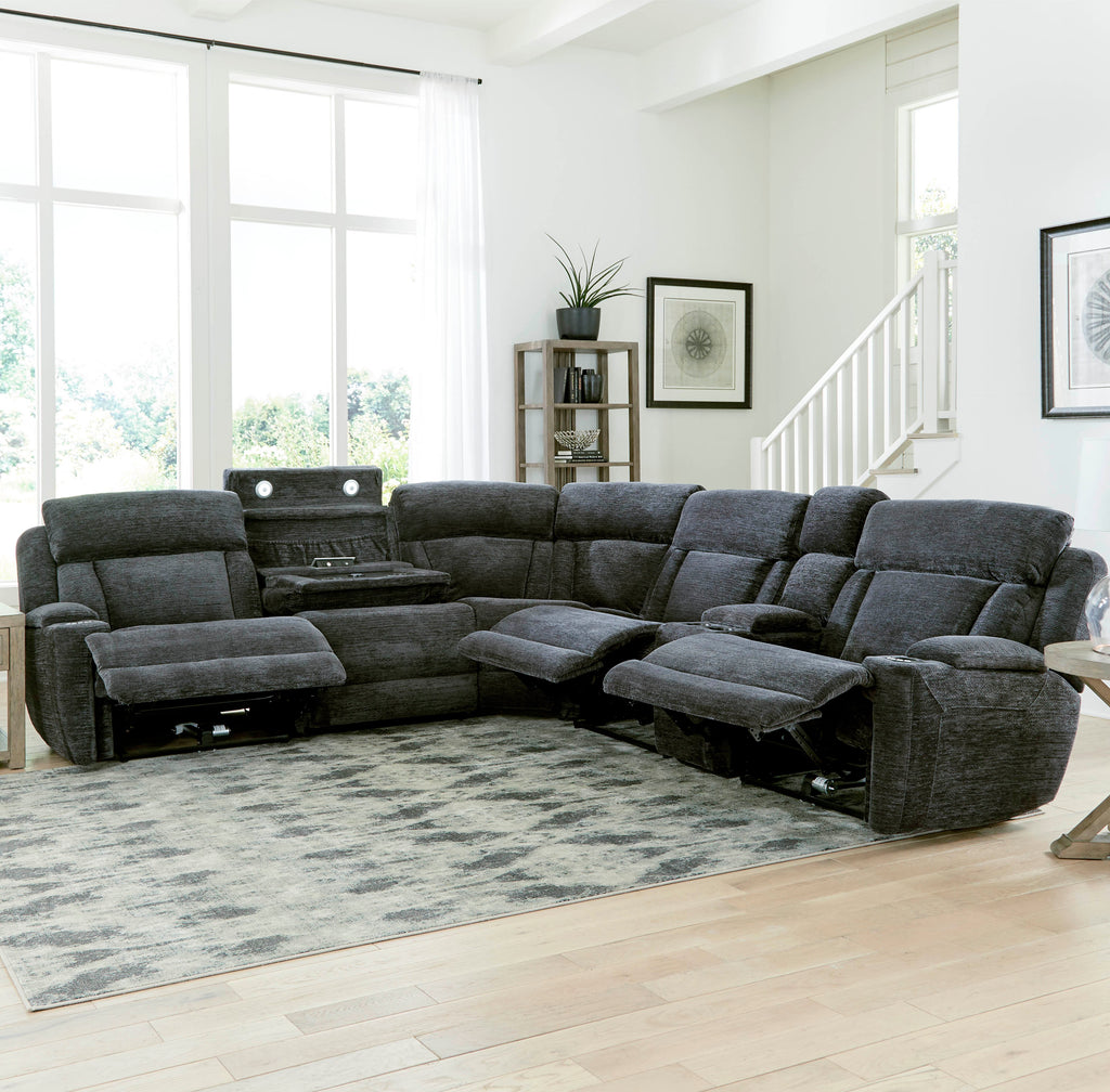 DALTON - LUCKY CHARCOAL 6pc Power Reclining Sectional - Parker
