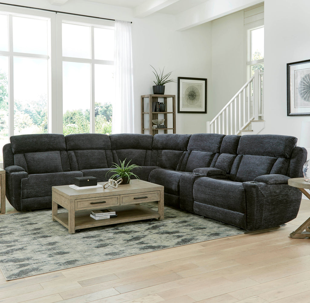 DALTON - LUCKY CHARCOAL 6pc Power Reclining Sectional - Parker