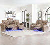 EQUINOX - MUSHROOM Power Console Loveseat with Power Headrests