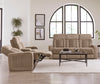 EQUINOX - MUSHROOM Power Console Loveseat with Power Headrests