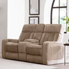 EQUINOX - MUSHROOM Power Console Loveseat with Power Headrests