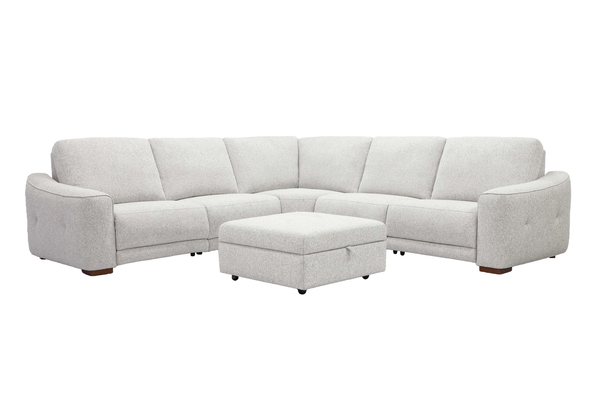 JULIANA - CRISP TAUPE 5pc Power Reclining Sectional & Ottoman