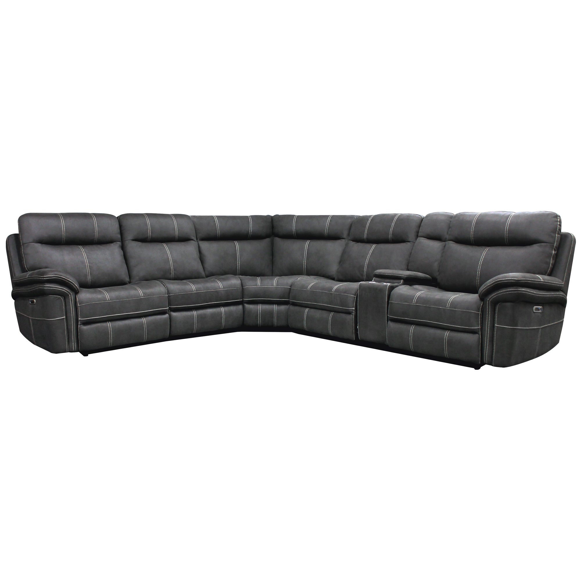 MASON - CHARCOAL 6pc Modular Power Reclining Sectional with Power Adjustable Headrests