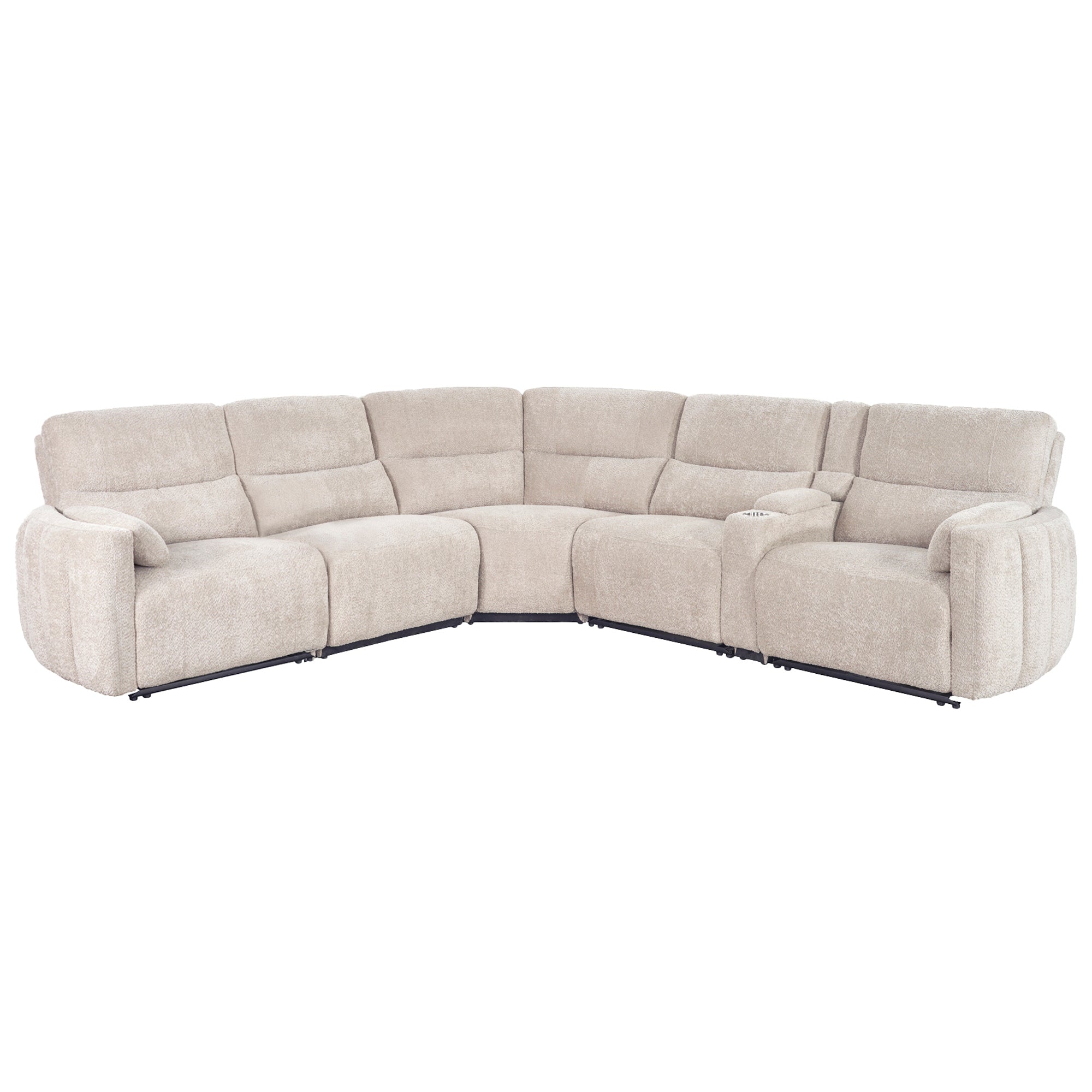 MODESTO - BUTTERCREAM 6pc Modular Power Reclining Sectional with Power Adjustable Headrests