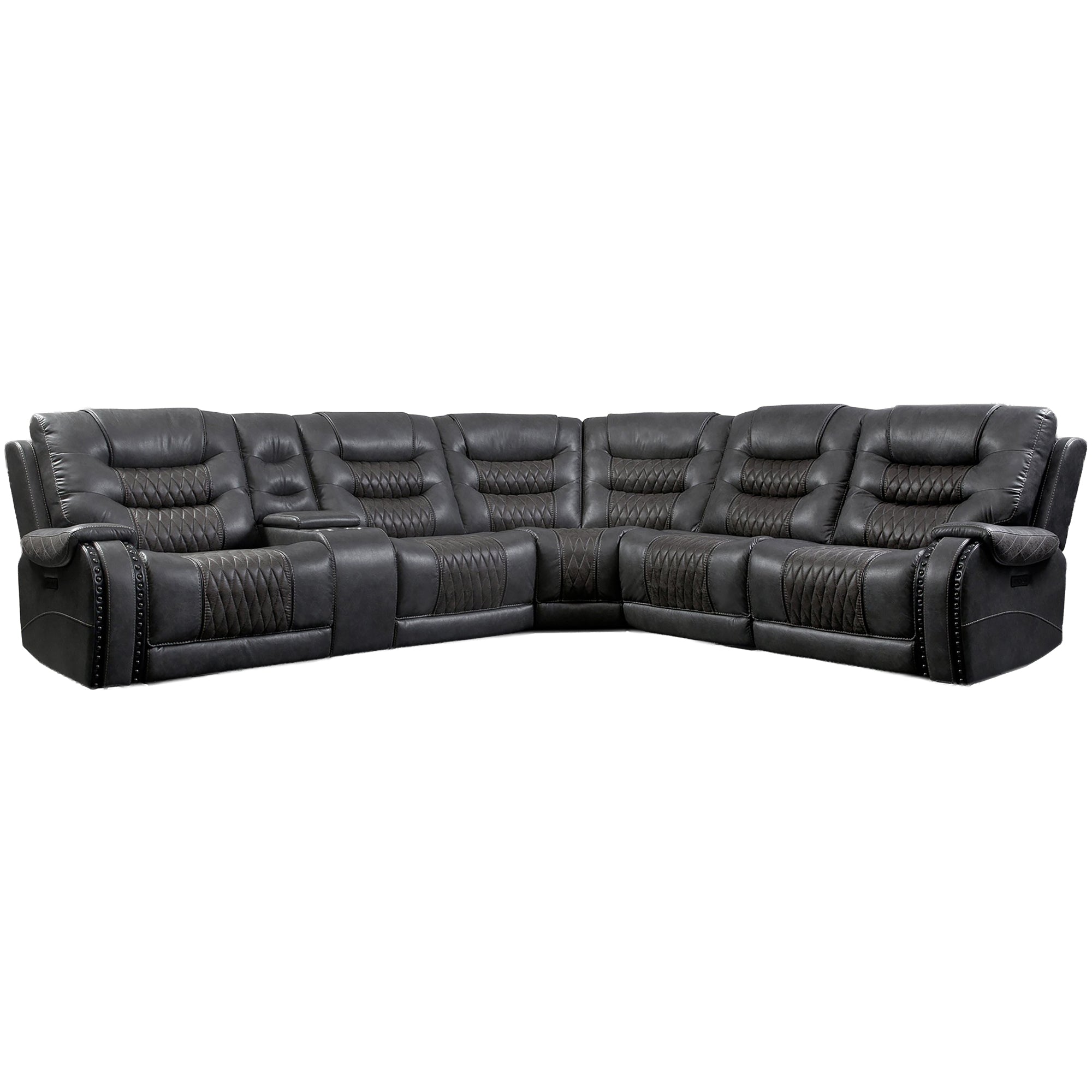 OUTLAW - STALLION 6pc Modular Power Reclining Sectional with Drop Down Table
