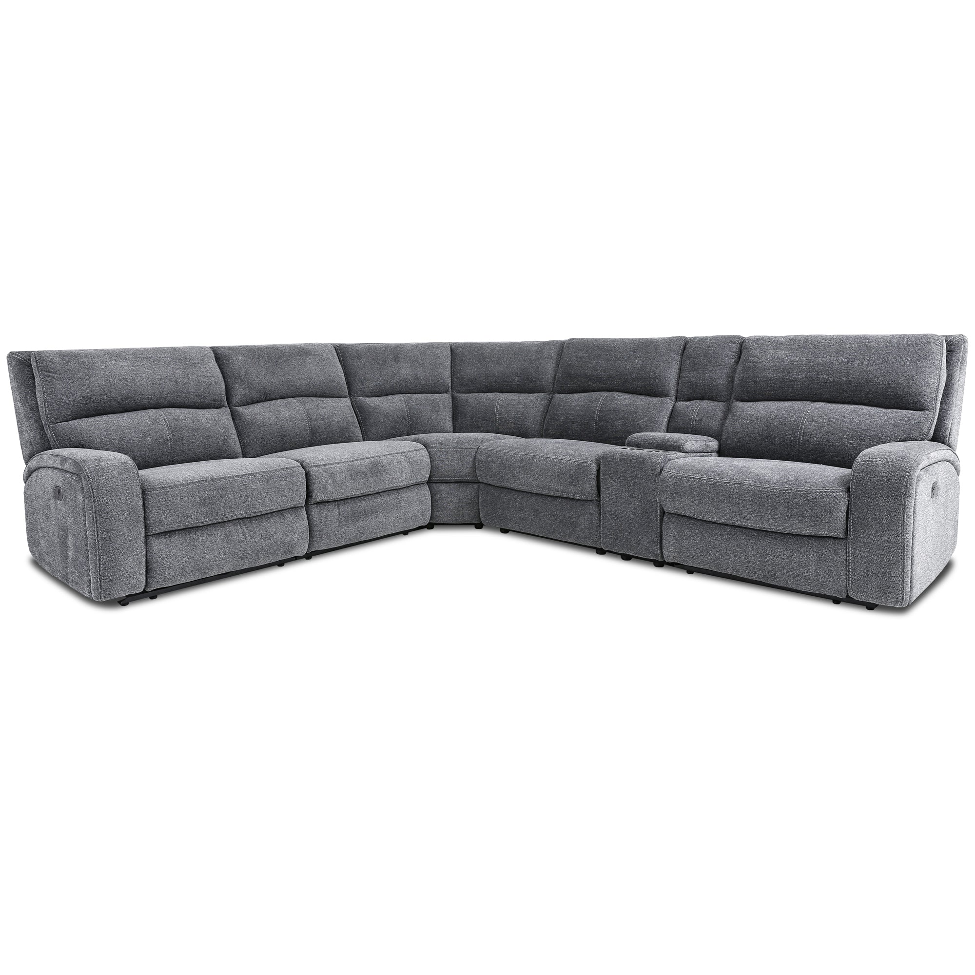 POLARIS - BIZMARK GREY 6pc Modular Power Reclining Sectional with Power Adjustable Headrests