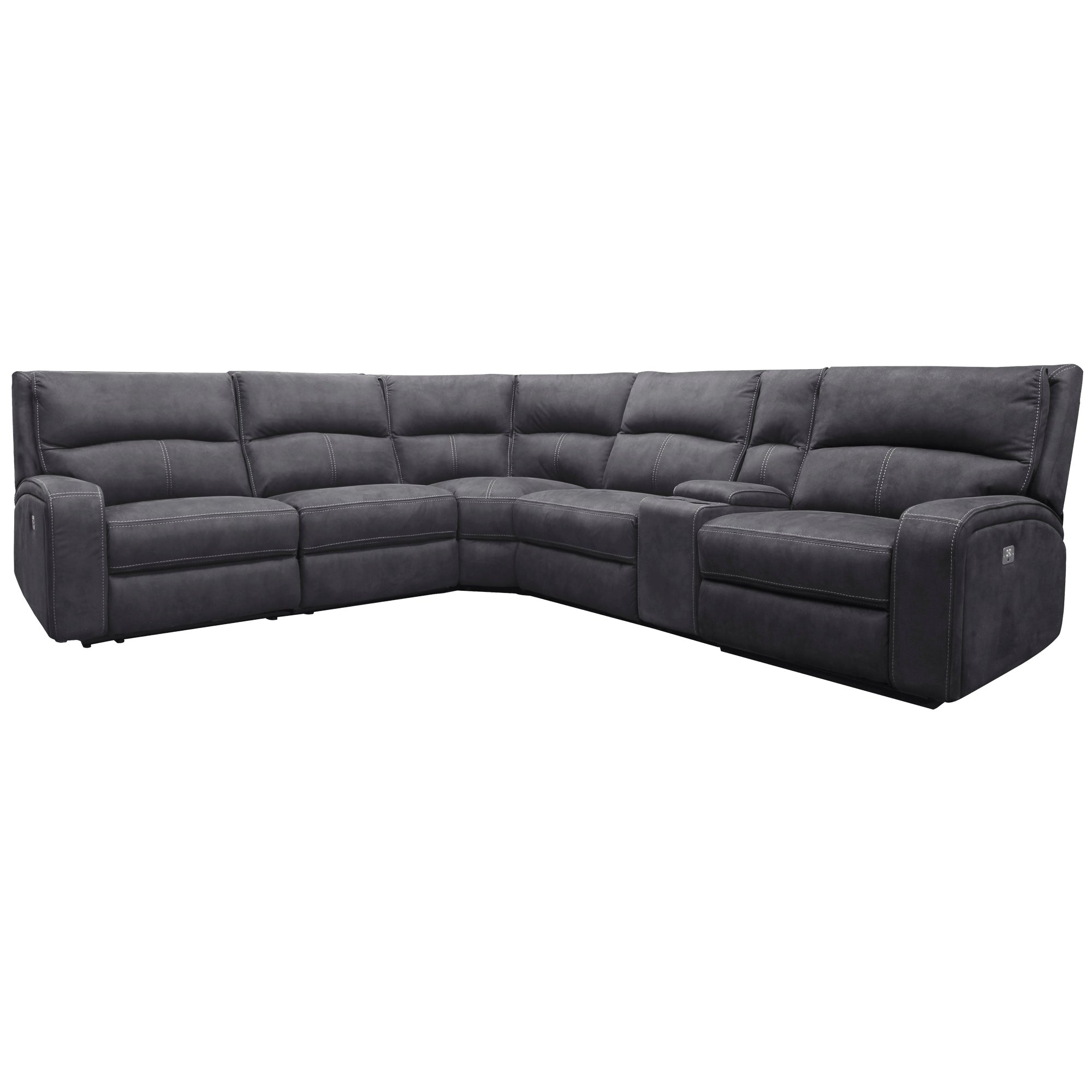 POLARIS - SLATE 6pc Modular Power Reclining Sectional with Power Adjustable Headrests
