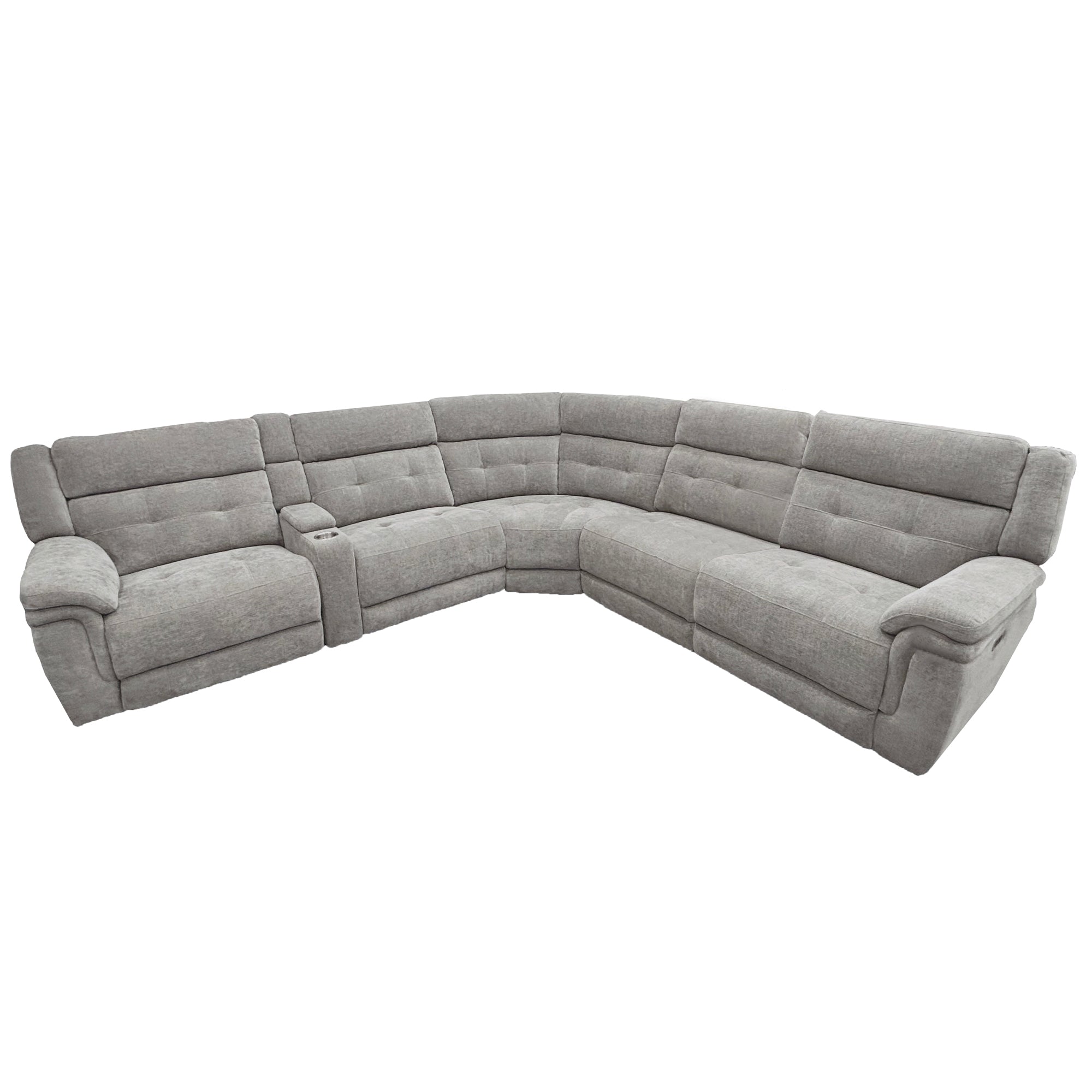 RICHLAND - BRISTOL GREY 6pc Modular Power Reclining Sectional with Power Adjustable Headrests