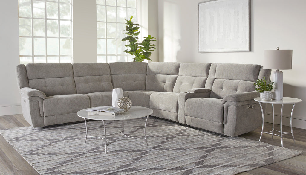 RICHLAND - BRISTOL GREY 6pc Modular Power Reclining Sectional with