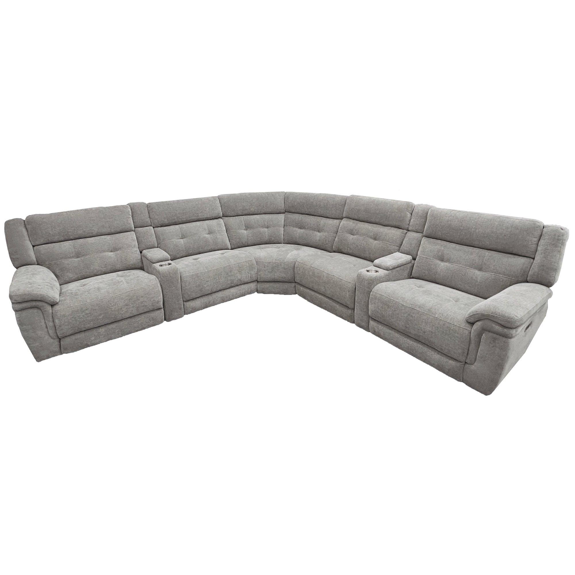 RICHLAND - BRISTOL GREY 7pc Modular Power Reclining Sectional with Power Adjustable Headrests