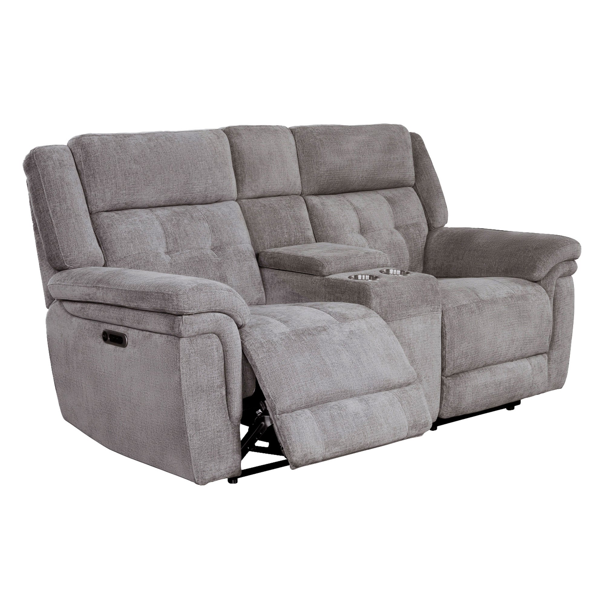 RICHLAND - BRISTOL GREY Power Console Loveseat with Power Headrests