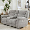 RICHLAND - BRISTOL GREY Power Console Loveseat with Power Headrests