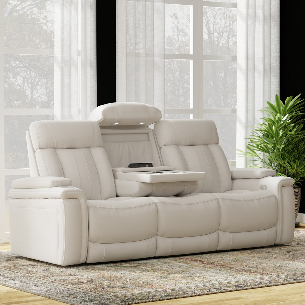 ROYCE - FANTOM IVORY Power Drop Down Console Sofa - Parker House