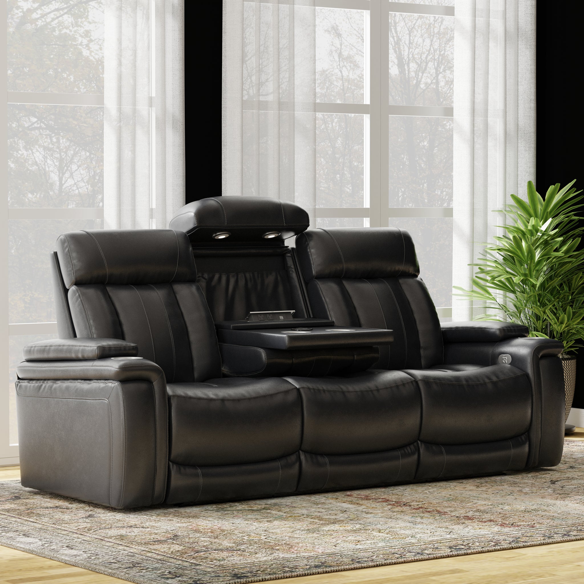 ROYCE - MIDNIGHT Power Drop Down Console Sofa - Parker House Furniture