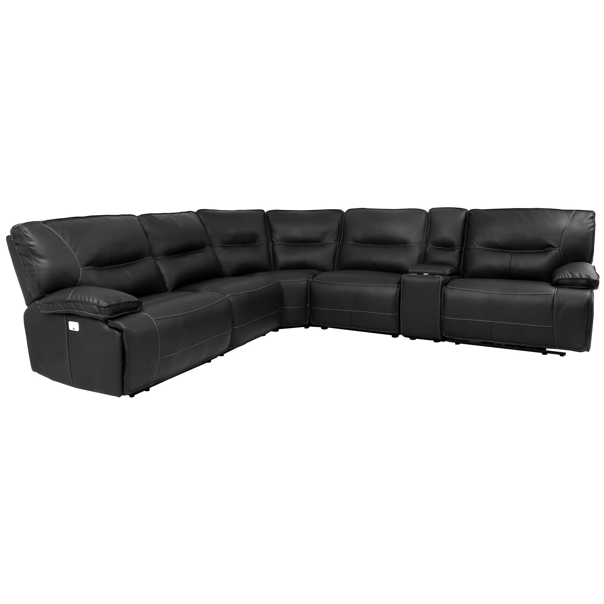 SPARTACUS - BLACK 6pc Modular Power Reclining Sectional with Power Adjustable Headrests