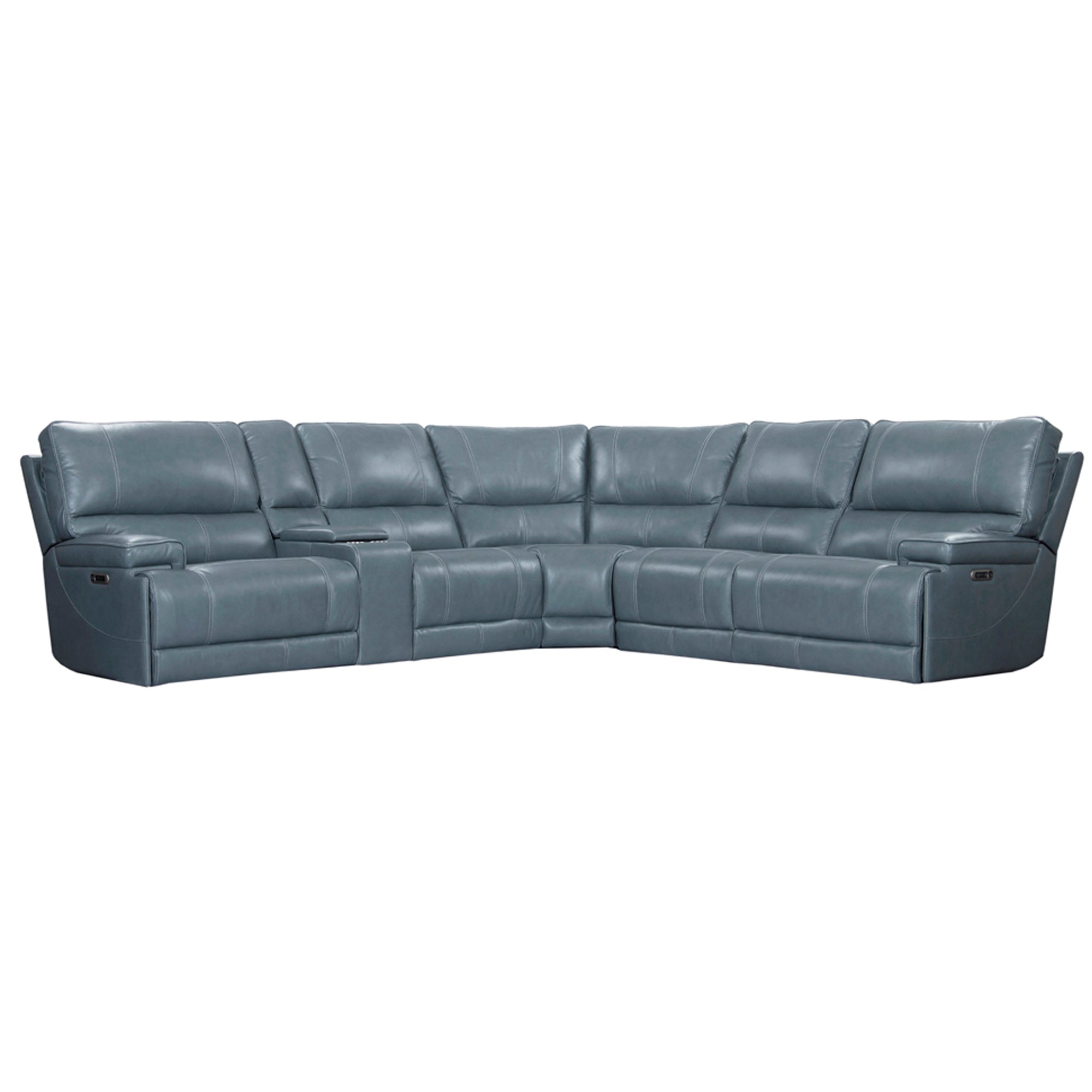 WHITMAN - VERONA AZURE Powered By FreeMotion 6pc Modular Power Reclining Sectional with Power Adjustable Headrests