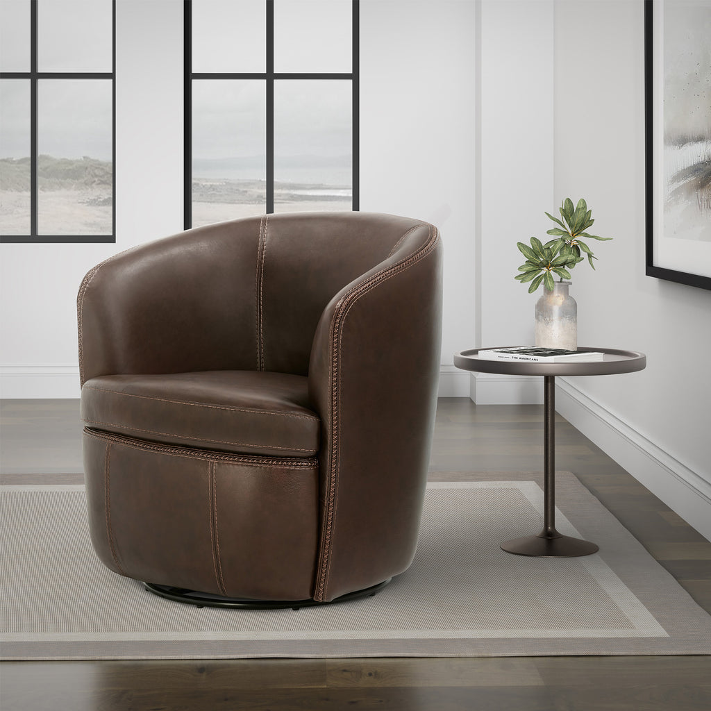 スペースバリヤージオパシック BAROLO - VINTAGE BROWN Swivel Club Chair - Parker House Furniture