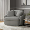 BOOMER - DOVE GREY Large Swivel Chair w/ 2 toss plws