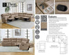 THEON - STOKES TOFFEE 6pc Modular Reclining Sectional
