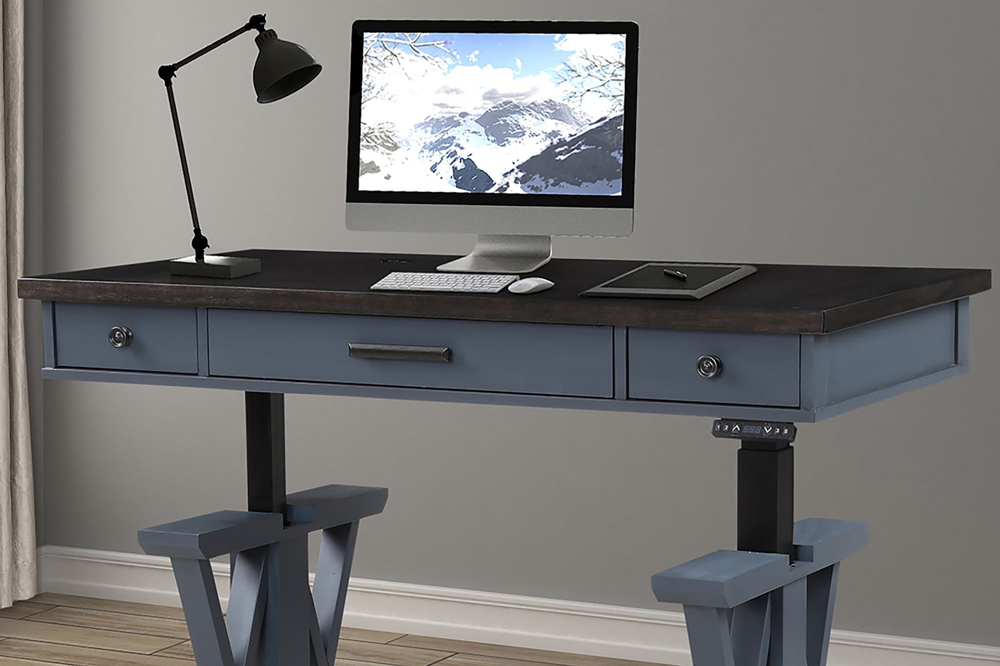 AMERICANA MODERN - DENIM 56 in. Lift Desk Top & Base Cover