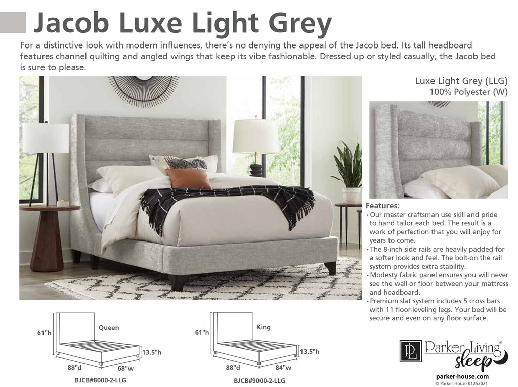 JACOB LUXE LIGHT GREY Queen Headboard 5 0 Parker House Furniture