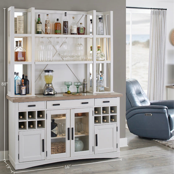 AMERICANA MODERN DINING 2pc 66 in. Buffet / Bar Open Hutch with quartz ...