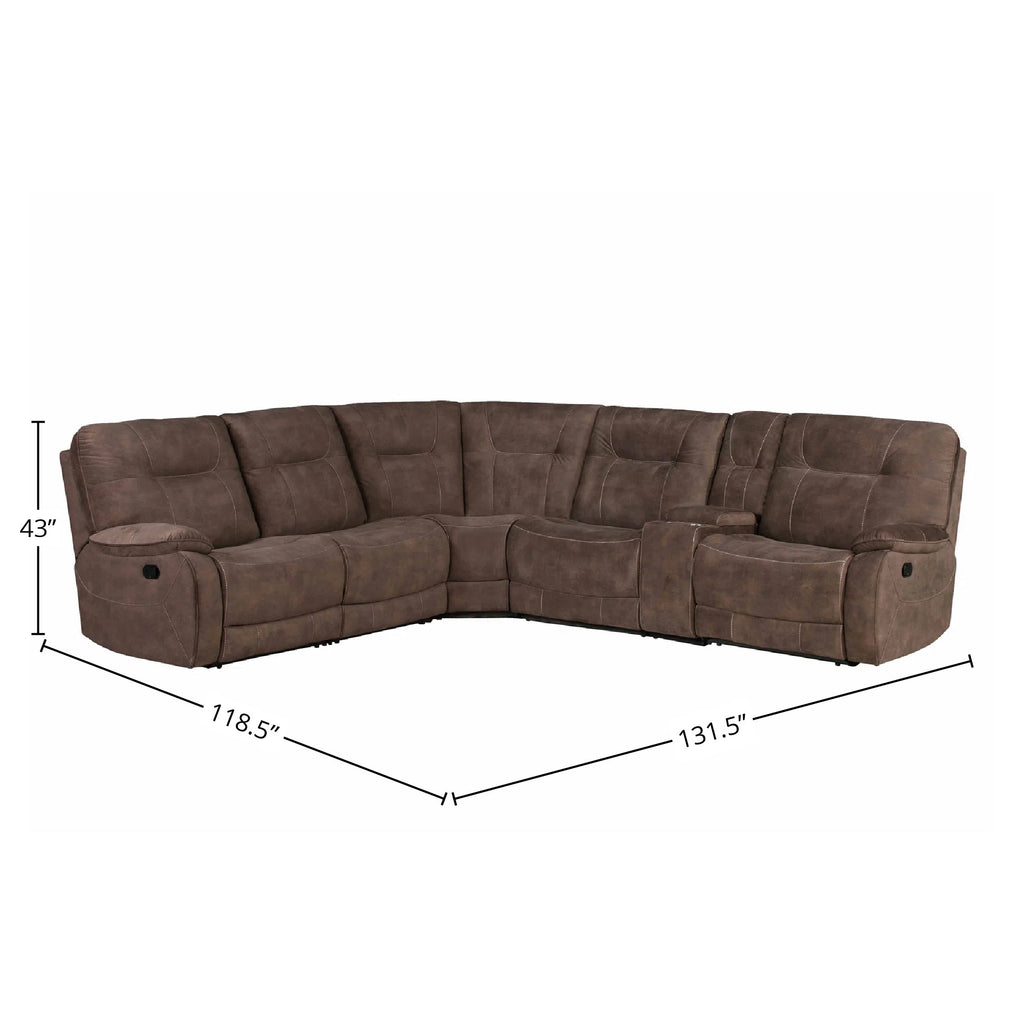 COOPER - SHADOW BROWN 6pc Manual Reclining Sectional - Parker