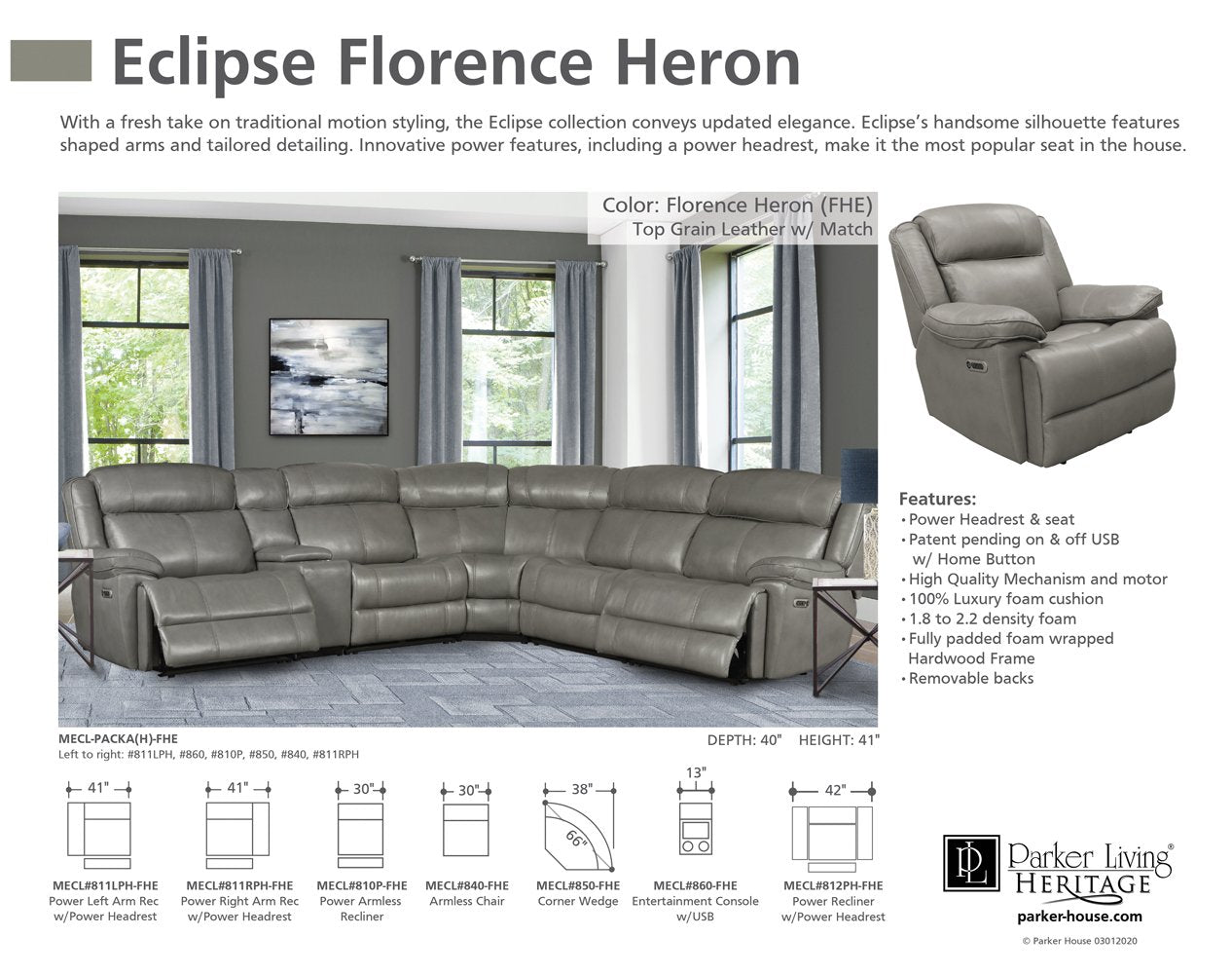 ECLIPSE - FLORENCE HERON Power Sofa Group