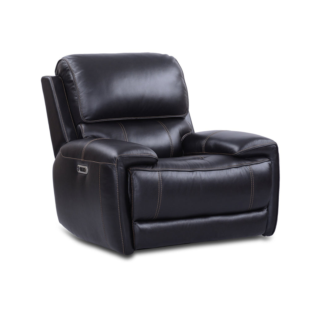 Arian black top sales grain leather power recliner