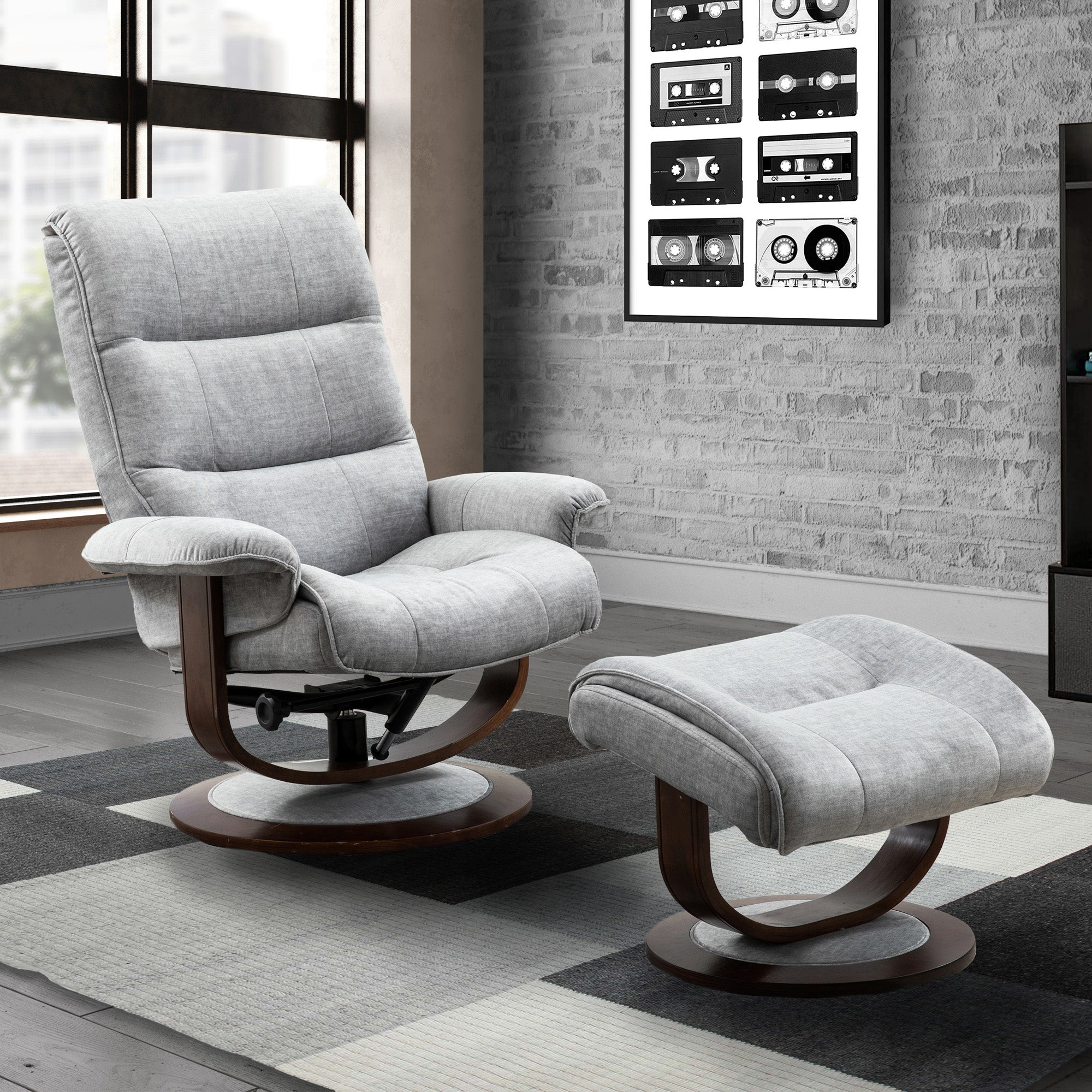 KNIGHT - ICE Manual Reclining Swivel Chair and Ottoman - Parker House ...