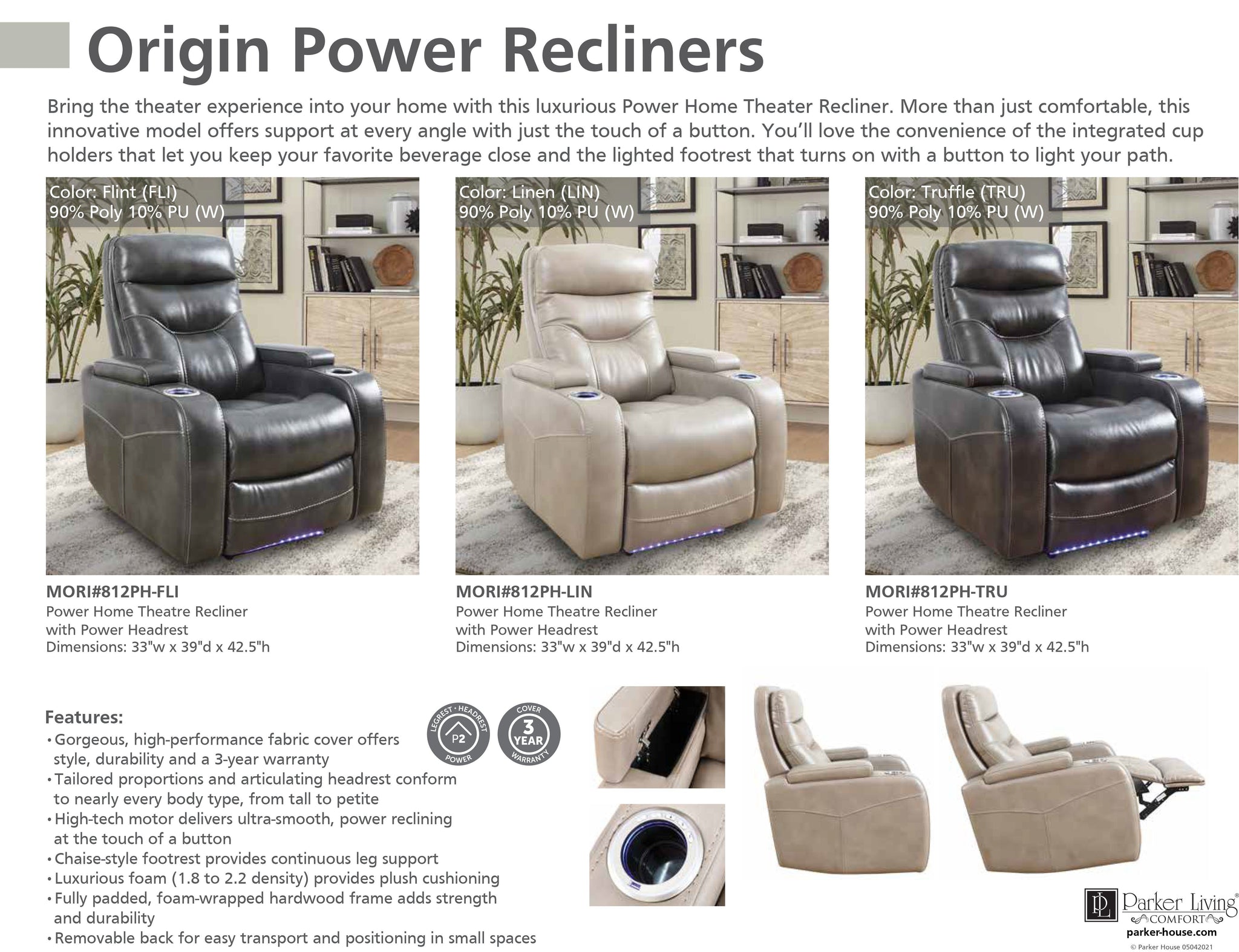 Orina Power Reclining Chair with Power Headrest