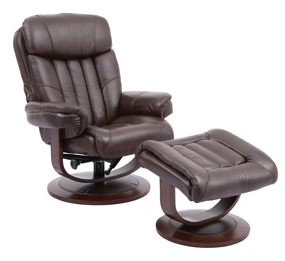 Prince Swivel Leather Recliner with ottoman