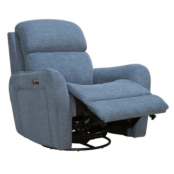 QUEST UPGRADE MIDNIGHT BLUE Swivel Glider Cordless Recliner Powere