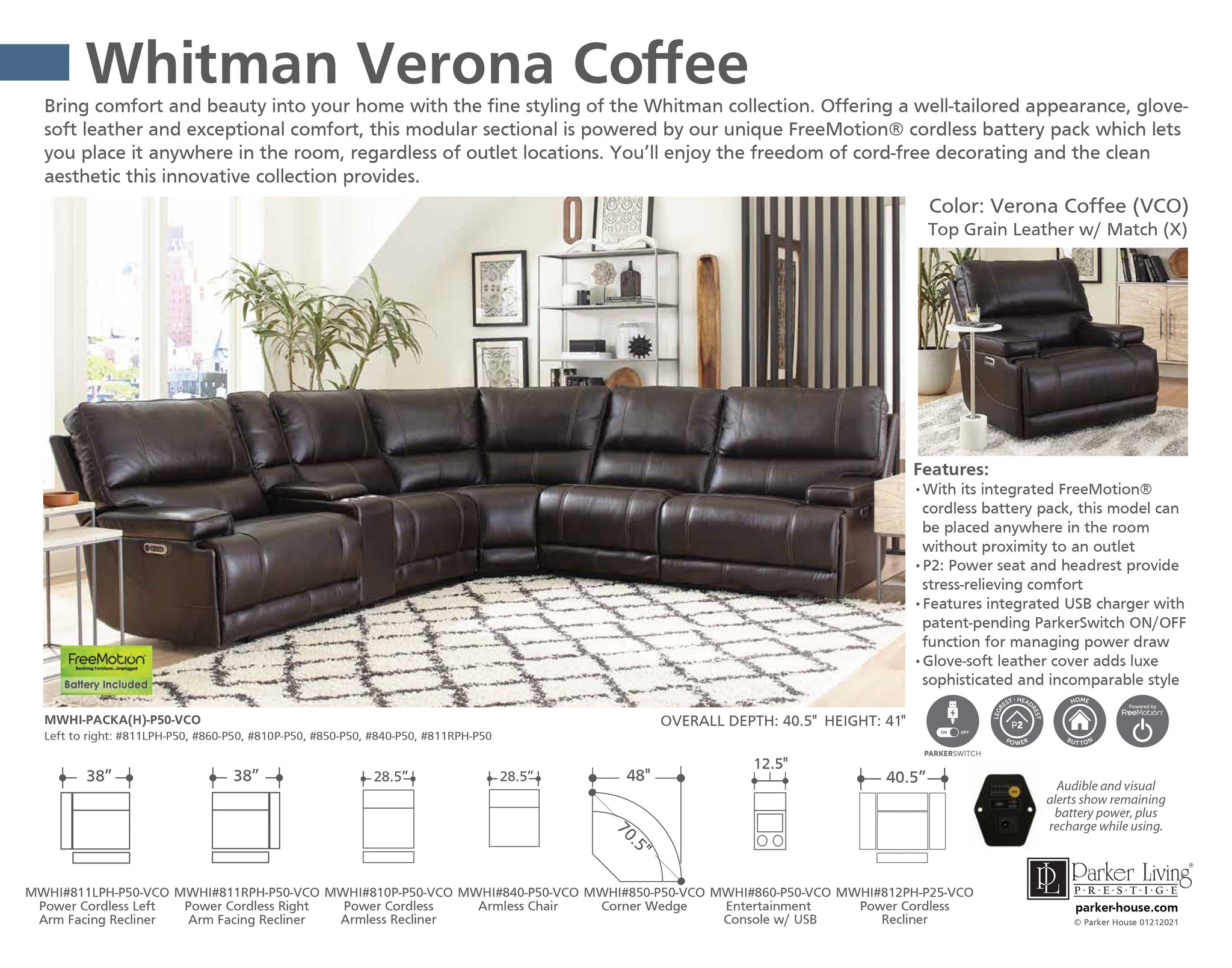 Pulaski dunhill leather shop power reclining sectional