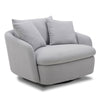 BOOMER - DOVE GREY Large Swivel Chair w/ 2 toss plws